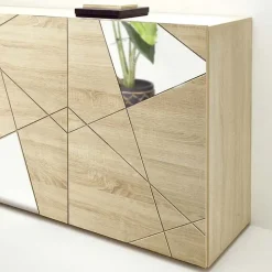 Madia 241x84h cm 4 ante moderna samoa specchio con serigrafia Olimpo