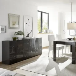 Madia 181x84h cm 3 ante moderna soggiorno grigio Paradise