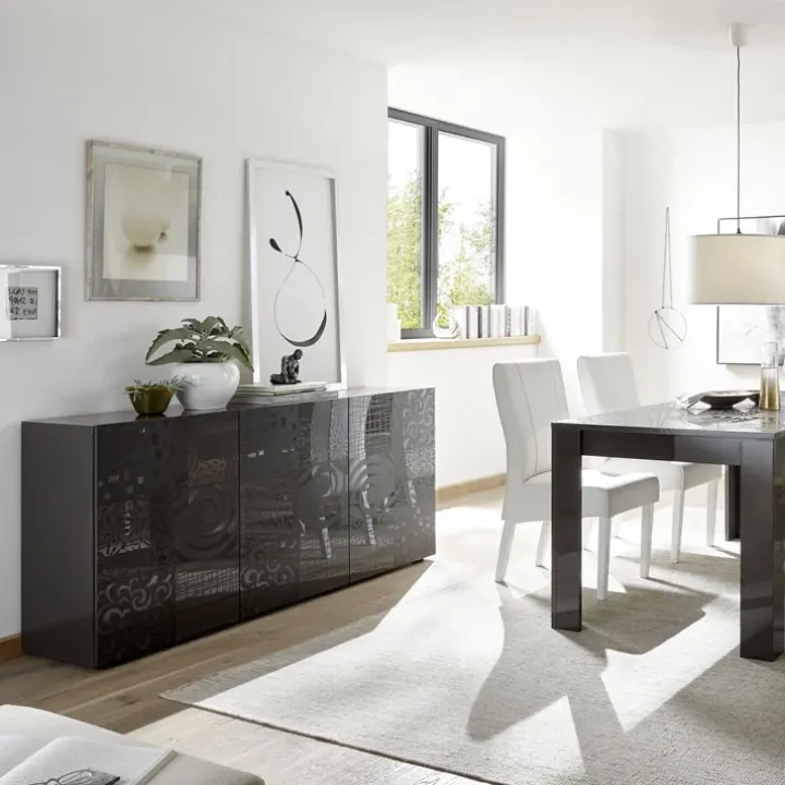 Madia 181x84h cm 3 ante moderna soggiorno grigio Paradise