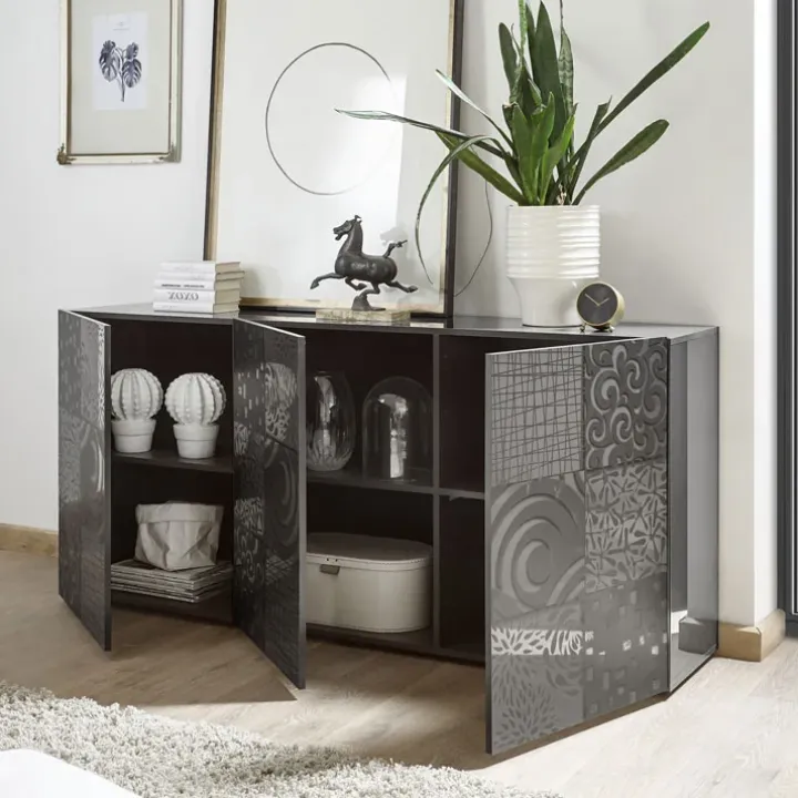 Madia 181x84h cm 3 ante moderna soggiorno grigio Paradise