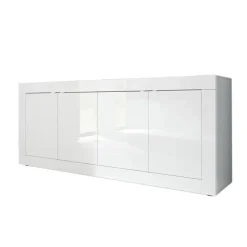 Madia 207x86h cm 4 ante moderna soggiorno bianco lucido Eternity