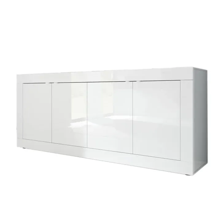 Madia 207x86h cm 4 ante moderna soggiorno bianco lucido Eternity