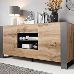 Madia 164x80h cm 2 ante moderna soggiorno rovere grigio Tampere