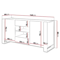 Madia 164x80h cm 2 ante moderna soggiorno rovere grigio Tampere