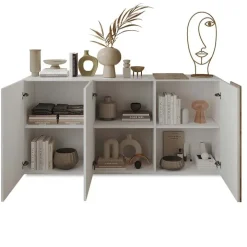 Madia 181x86h cm 3 ante moderna soggiorno bianco lucido rovere Universal