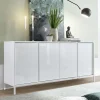 Madia 176x85h cm 4 ante moderna soggiorno bianco lucido Salerno