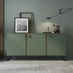 Madia 184x87h cm 3 ante moderna verde salvia scuro rovere Selvia