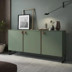 Madia 184x87h cm 3 ante moderna verde salvia scuro rovere Selvia