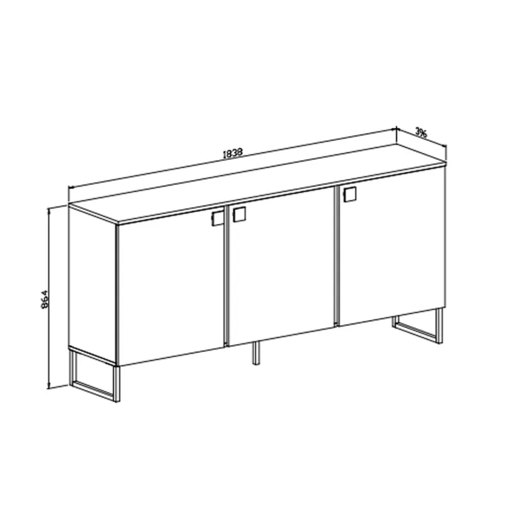 Madia 184x87h cm 3 ante moderna verde salvia scuro rovere Selvia