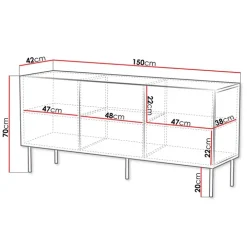 Madia 150x70h cm 3 antenoce scuro con frontali serigrafati Savanna