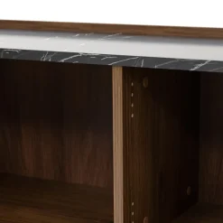 Madia 144x78h cm 3 ante 3 ripiani piano effetto marmo nero noce Caliva