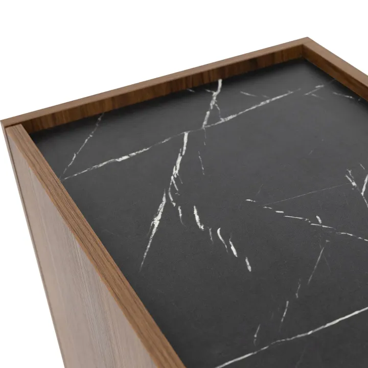 Madia 144x78h cm 3 ante 3 ripiani piano effetto marmo nero noce Caliva