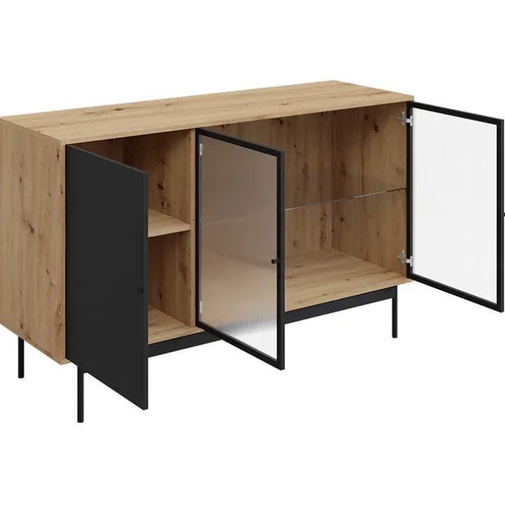 Madia 148x90h cm 3 ante rovere nero Herning