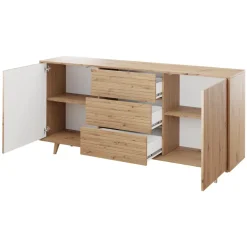 Madia 180x84h cm 2 ante rustica design cannettato rovere Branch