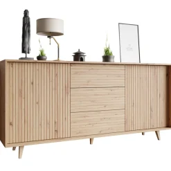 Madia 180x84h cm 2 ante rustica design cannettato rovere Branch