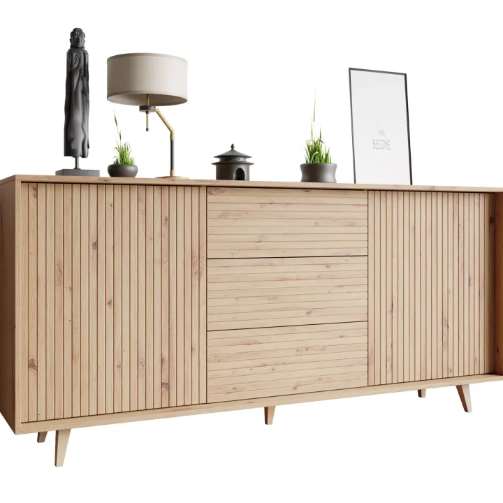 Madia 180x84h cm 2 ante rustica design cannettato rovere Branch