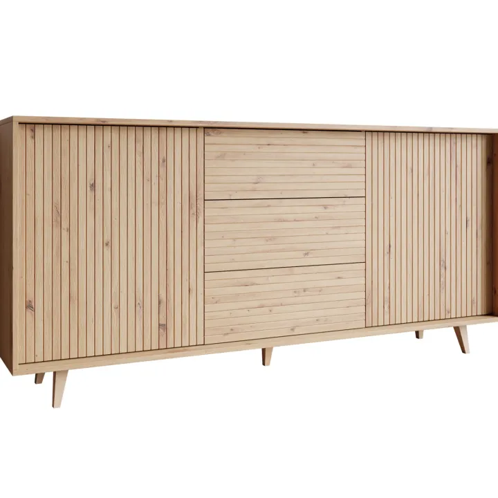 Madia 180x84h cm 2 ante rustica design cannettato rovere Branch