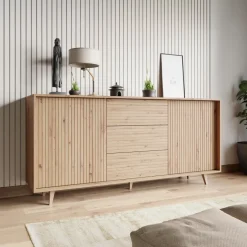 Madia 180x84h cm 2 ante rustica design cannettato rovere Branch