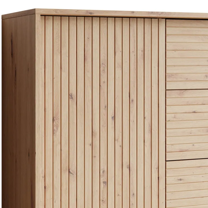 Madia 180x84h cm 2 ante rustica design cannettato rovere Branch