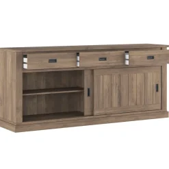 Madia 215x95h cm 2 ante scorrevoli 3 cassetti soggiorno noce nero Islen