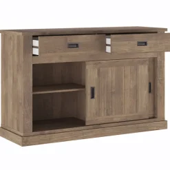 Madia 150x95h cm 2 ante scorrevoli 2 cassetti soggiorno noce nero Islen