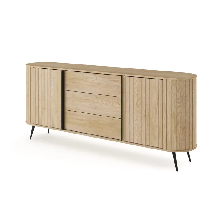 Madia 196x82h cm 2 ante scorrevoli 3 cassetti soggiorno rovere Groove