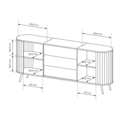Madia 196x82h cm 2 ante scorrevoli 3 cassetti soggiorno rovere Groove