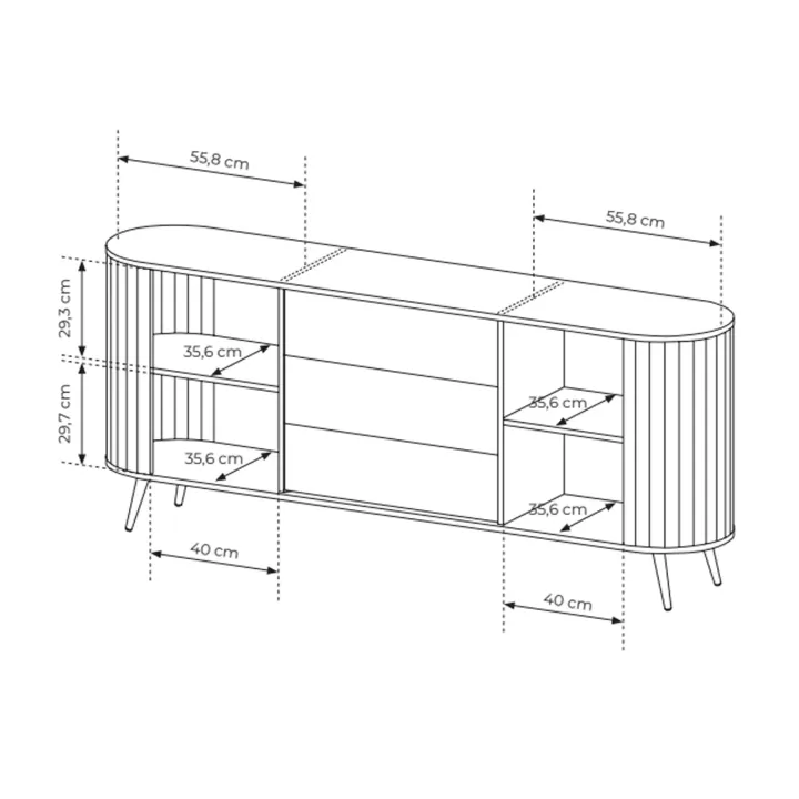Madia 196x82h cm 2 ante scorrevoli 3 cassetti soggiorno rovere Groove