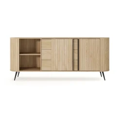 Madia 196x82h cm 2 ante scorrevoli 3 cassetti soggiorno rovere Groove