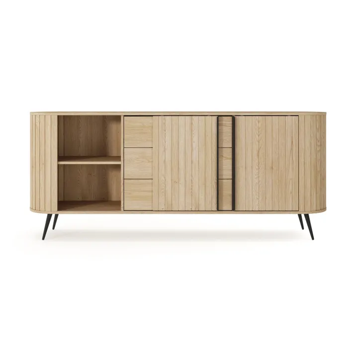 Madia 196x82h cm 2 ante scorrevoli 3 cassetti soggiorno rovere Groove