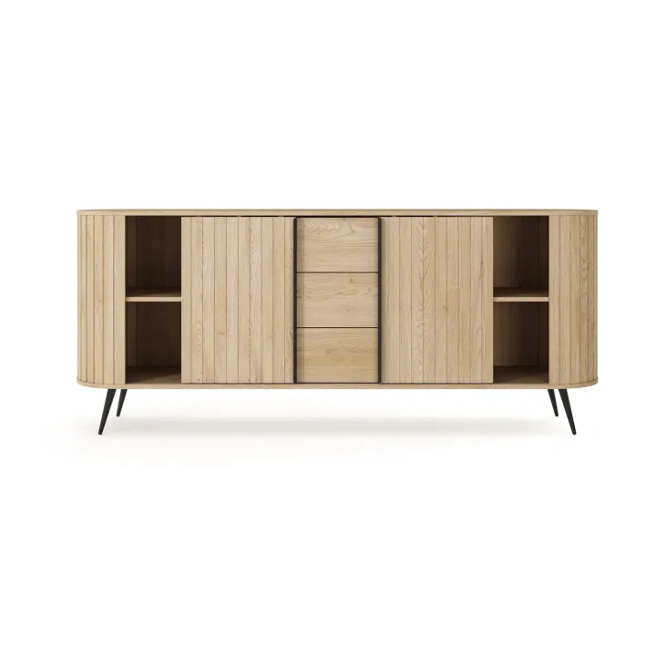 Madia 196x82h cm 2 ante scorrevoli 3 cassetti soggiorno rovere Groove