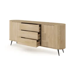 Madia 196x82h cm 2 ante scorrevoli 3 cassetti soggiorno rovere Groove