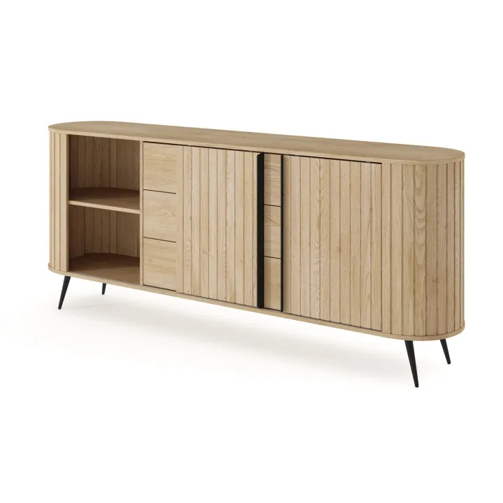 Madia 196x82h cm 2 ante scorrevoli 3 cassetti soggiorno rovere Groove