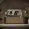 Madia 207x80h cm 4 ante soggiorno antracite rovere scuro Savoy