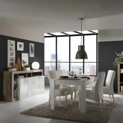 Madia 184x93h cm 4 ante soggiorno bianco lucido pero Invictus
