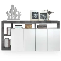 Madia 184x93h cm 4 ante soggiorno bianco lucido ossido Invictus
