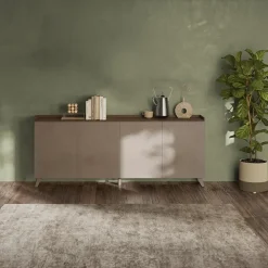 Madia 241x99h cm 4 ante soggiorno bronzo rovere scuro Jonson