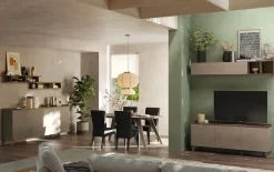 Madia 241x99h cm 4 ante soggiorno bronzo rovere scuro Jonson
