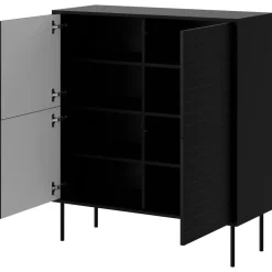 Madia 102x118h cm 4 ante soggiorno nero Wild