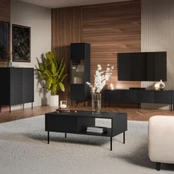 Madia 102x118h cm 4 ante soggiorno nero Wild