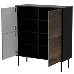 Madia 102x118h cm 4 ante soggiorno noce nero Wild