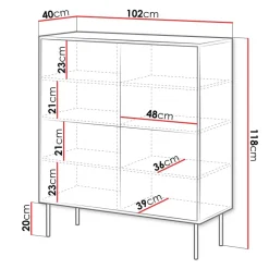 Madia 102x118h cm 4 ante soggiorno noce nero Wild