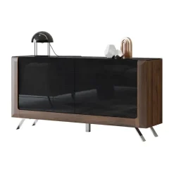Madia 160x81h cm 2 ante soggiorno noce nero lucido Jumbo