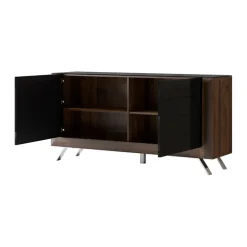 Madia 160x81h cm 2 ante soggiorno noce nero lucido Jumbo