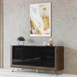 Madia 160x81h cm 2 ante soggiorno noce nero lucido Jumbo