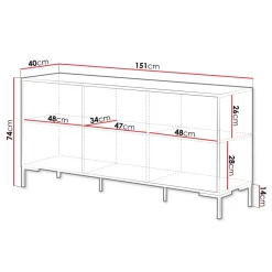 Madia 151x74h cm 3 ante soggiorno rovere nero Duble