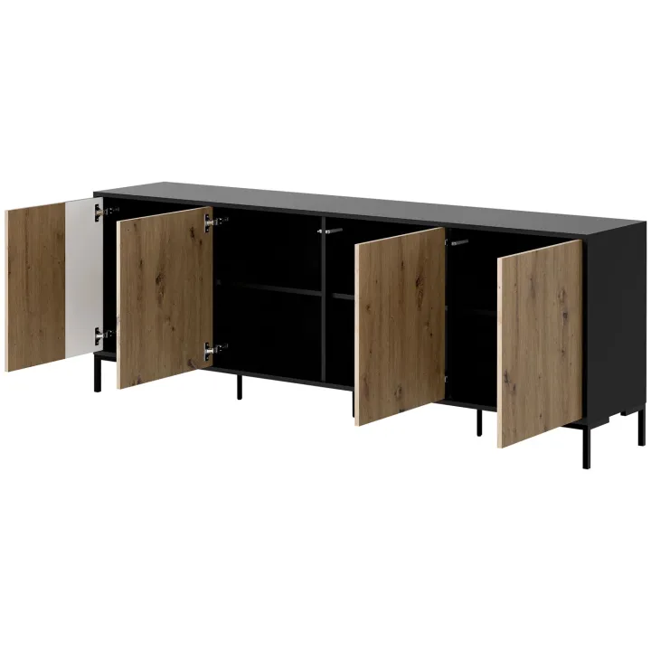 Madia 200x74h cm 4 ante soggiorno rovere nero Duble
