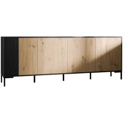 Madia 200x74h cm 4 ante soggiorno rovere nero Duble
