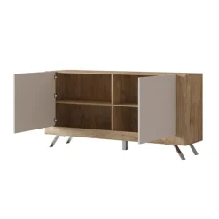 Madia 160x81h cm 2 ante soggiorno rovere tortora lucido Jumbo