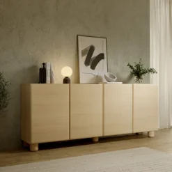 Madia 200x80h cm 4 ante soggiorno rovere chiaro Mellow